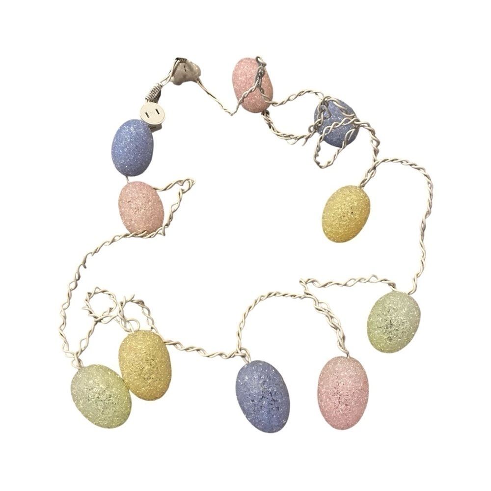 Vintage Easter Egg String Lights Pastel Pink Yellow Blue Decoration